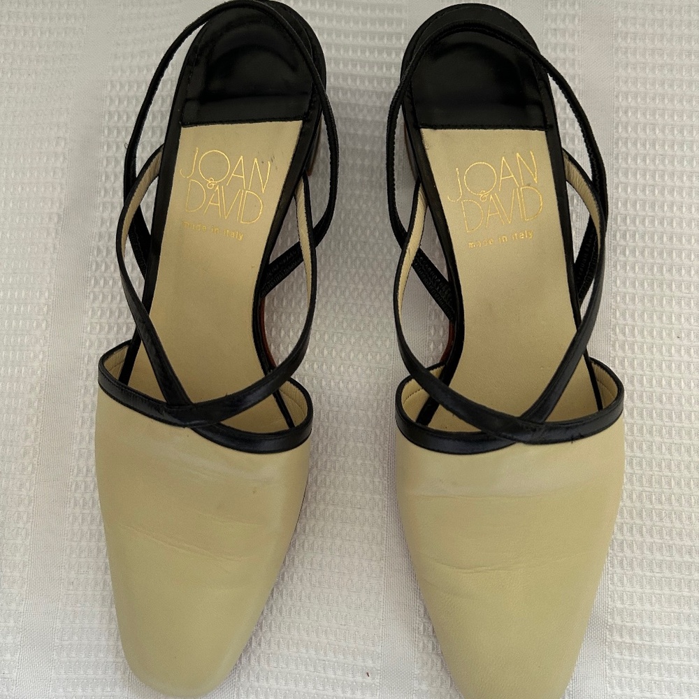 Joan & David Sandals -- Cream and Black